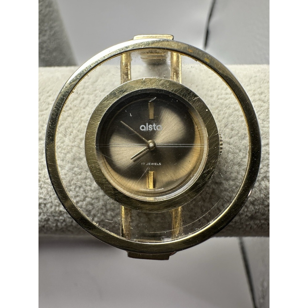 Alsta Ladies Watch 8020-0260R Manual Wind Works 36MM 6.5" Stretch Band Retro B12